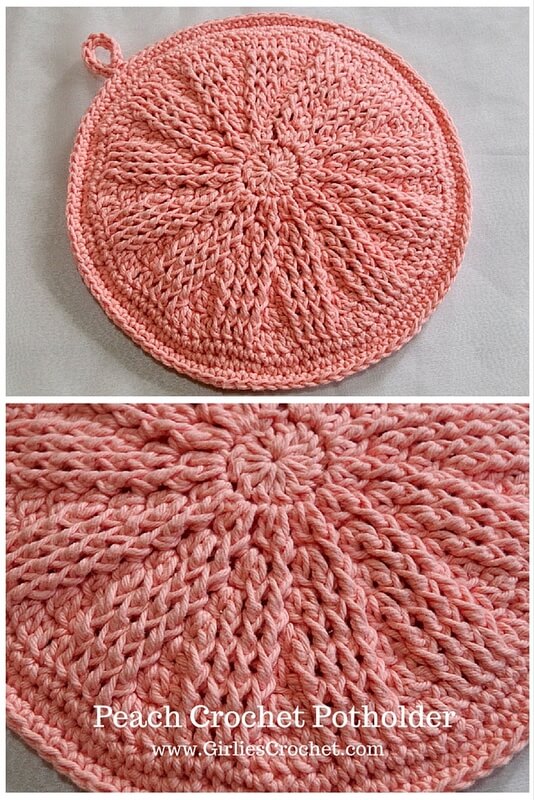 Peach Crochet Potholder pin