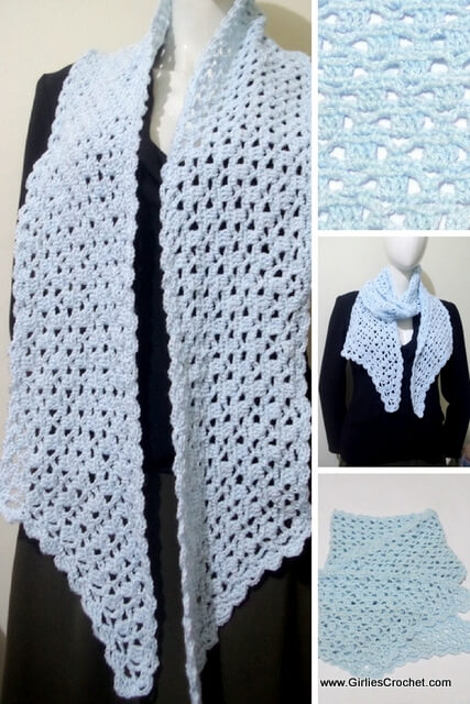 claire pointed scarf, free crochet pattern