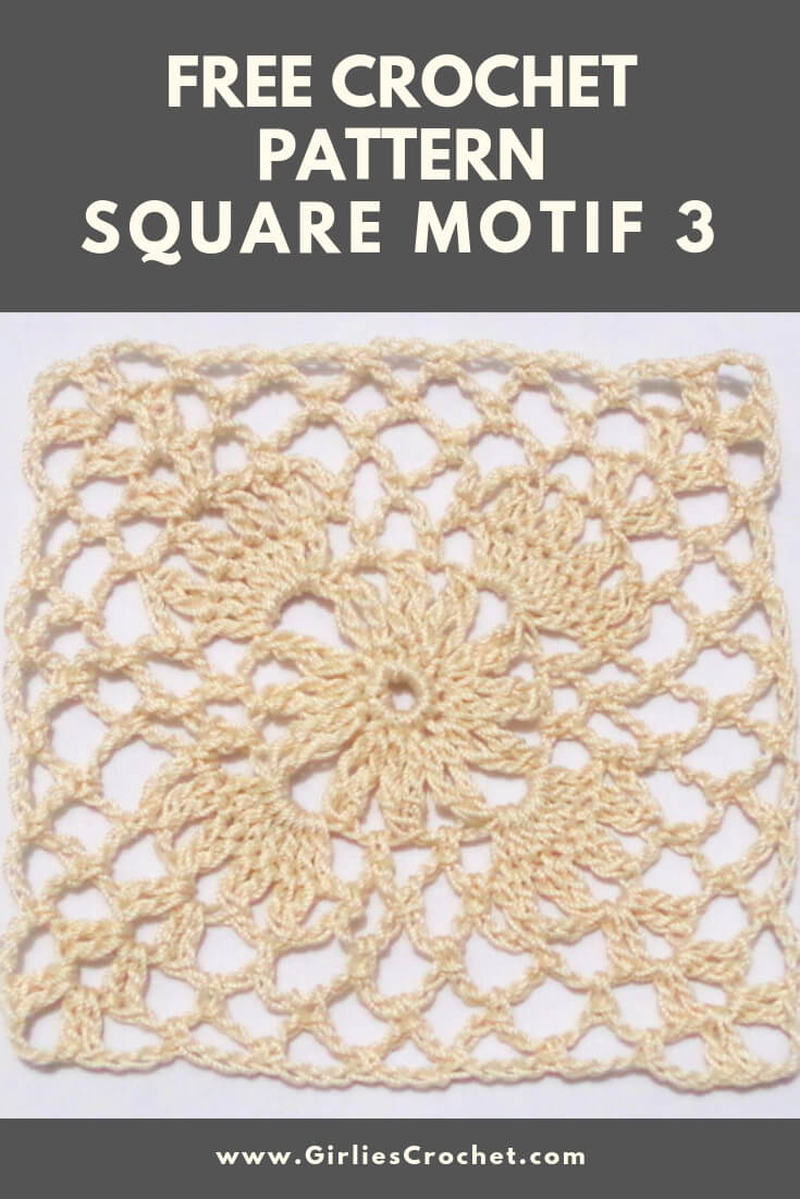 Free crochet pattern: Crochet Square Motif 3
