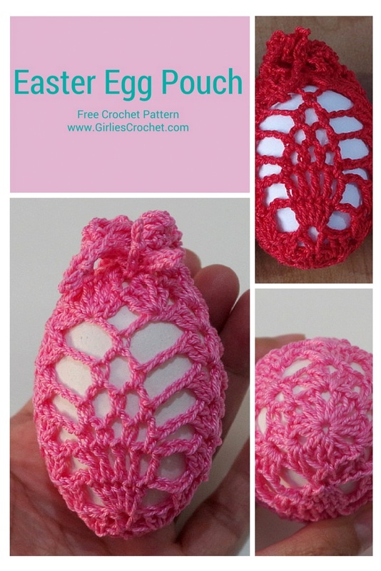 free crochet pattern, easter egg pouch, easy, photo tutorial, thread crochet