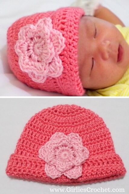 free crochet pattern, easy crochet baby beanie