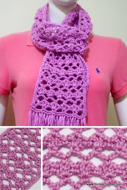 free crochet pattern: easy lacy scarf