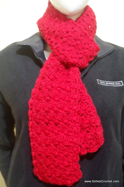 elizabeth crochet scarf, free crochet pattern, puff stitch