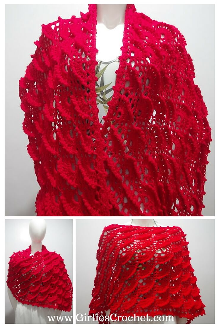 free crochet pattern, wrap, shawl, easy, beginners, fan stitch