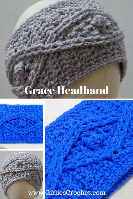 crochet headband, ear warmer, cable stitch, red heart