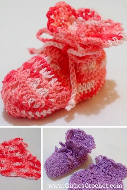 irish baby booties, free crochet pattern, thread, easy