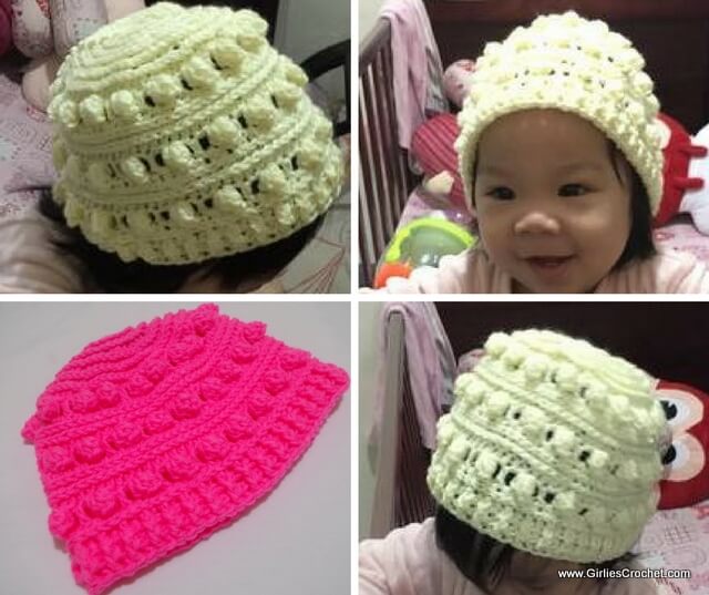 free crochet pattern, Rheema Popcorn Beanie