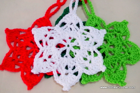 Free Crochet Pattern: 6 Point Star , Christmas Ornament with  photo tutorial in each step.