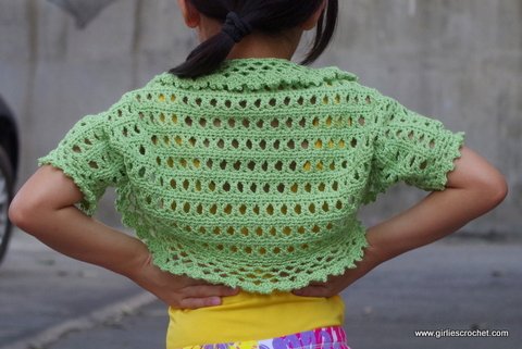 aida shrug, kid's crochet shrug