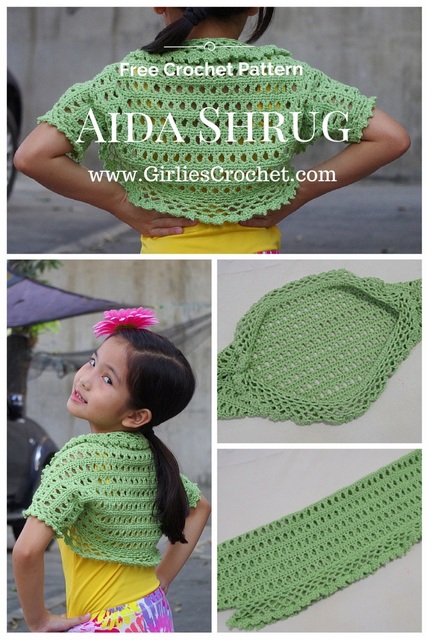 aida shrug, kid's crochet shrug, free crochet pattern for kid, easy crochet pattern