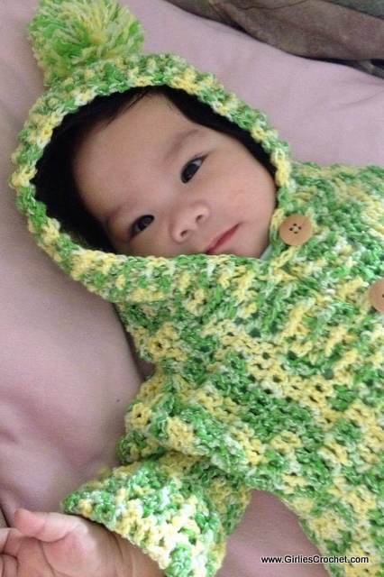 free crochet baby hooded sweater