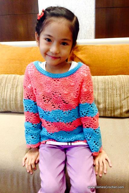 Bea Sweater, sweater for kids, free crochet pattern, easy, summer sweater, shell st,