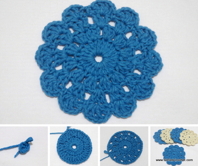 Free crochet pattern - Beginners Crochet Coaster