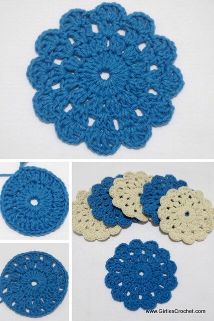 Free crochet pattern - Beginners Crochet Coaster
