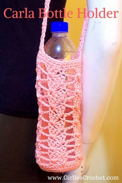 carla bottle holder, free crochet pattern, easy, bottle cozy, bottle carrier