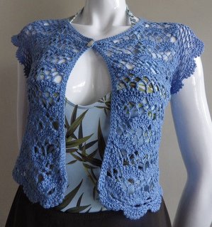thread crochet bolero using fan stitch