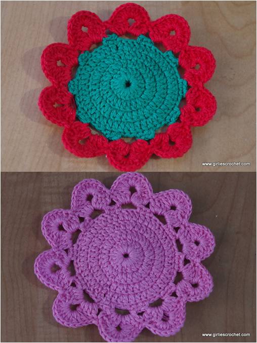 free crochet pattern, flower coaster, thread, easy, photo tutorial