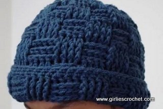 hat for men, basket weave stitch