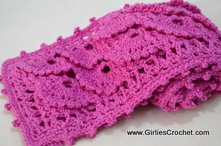 free crochet scarf, fan stitch