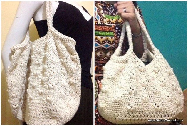 gloria bag, popcorn stitch, free crochet pattern