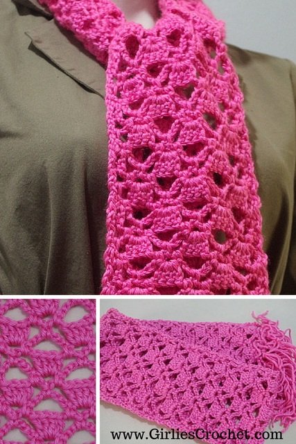 lacy scarf, free crochet pattern, easy pattern for beginners