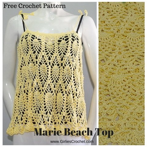 free crochet pattern, marie beach top, pineapple design