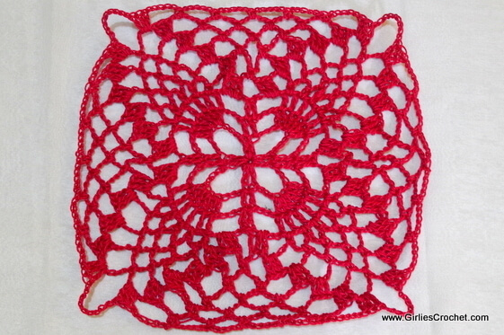 free crochet pattern, pineapple crochet square motif, easy, thread, photo tutorial