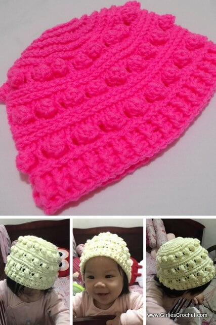 free crochet pattern, Rheema popcorn beanie