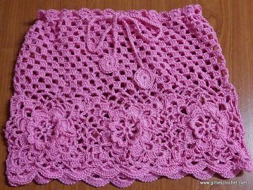 free crochet pattern, thread crochet, kid's skirt, easy, photo tutorial, granny square