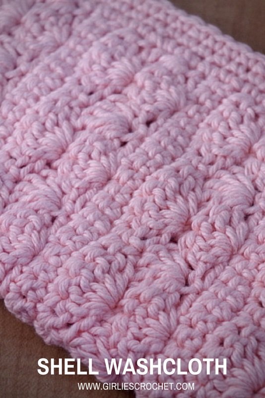 free crochet pattern, shell washcloth, shell st, easy, photo tutorial