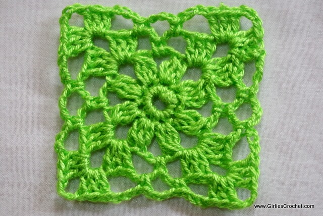 crochet square motif, free crochet pattern, green, easy, photo tutorial